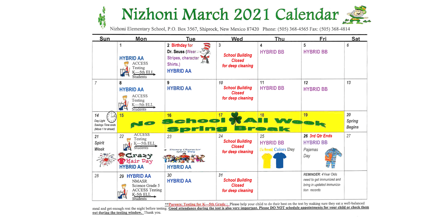 Nizhoni March Calendar 2021