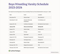 Boys Varsity Wrestling Schedule