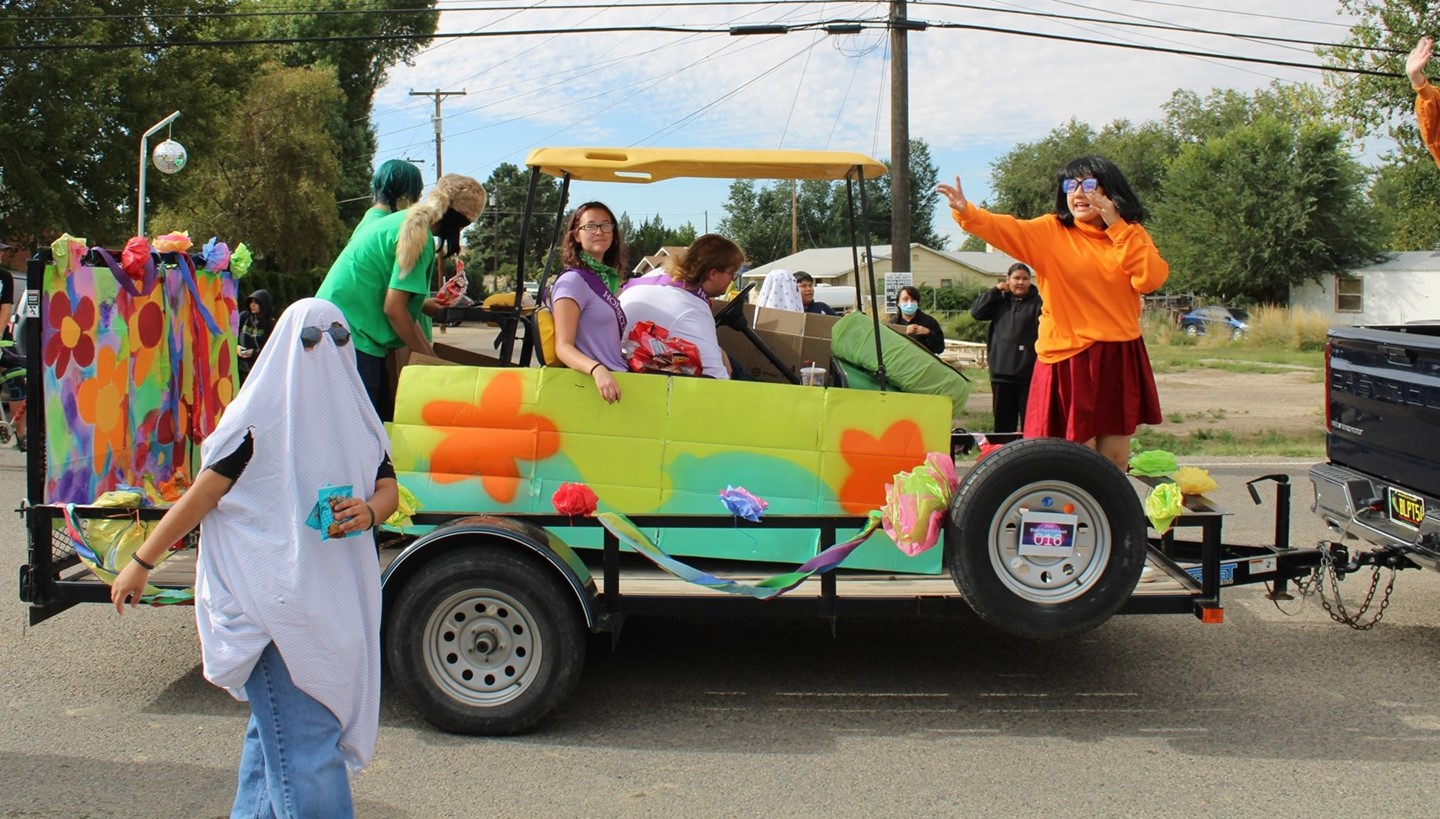 homecoming float-students dressed as characters from the cartoon &#34;Scooby Doo&#34;