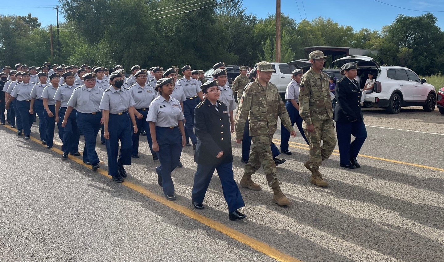 homecoming parade-JROTC students march in parade